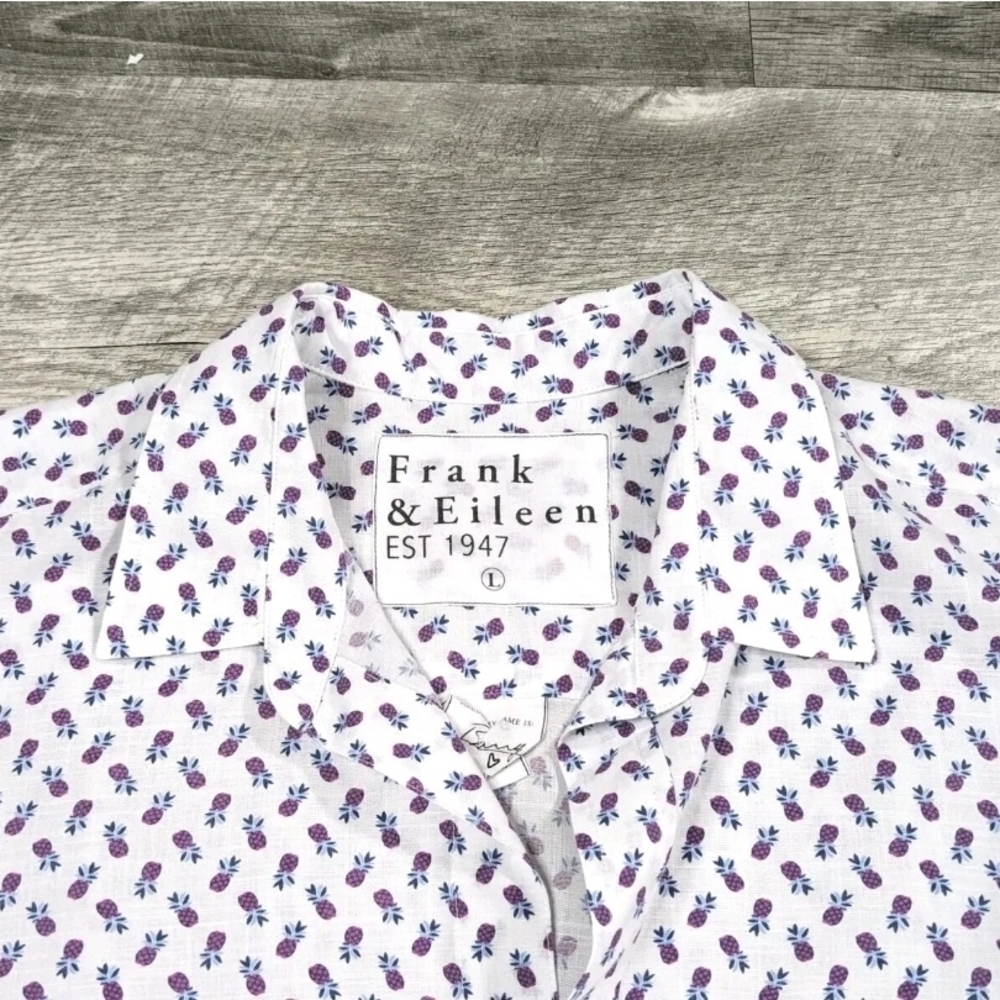 Frank & Eileen Womens White and Purple Shirt